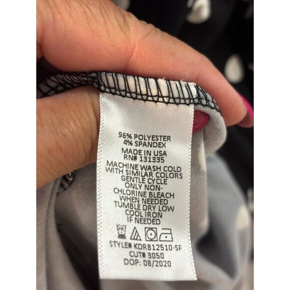 Black Polka Dot Wrap Style Long Sleeve Dress By Nine Britton - 1X - Picture 8 of 10